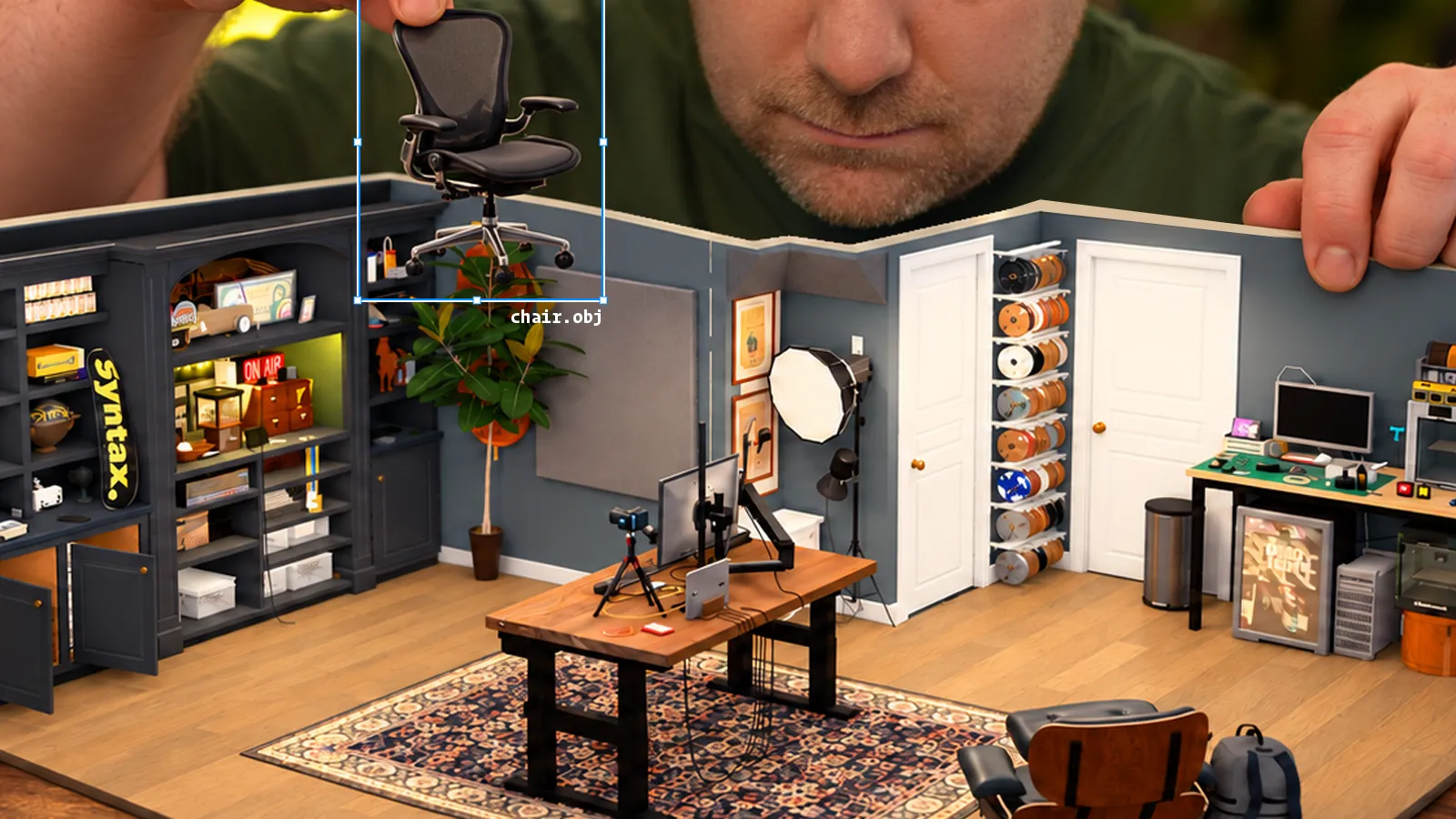 Project demo thumbnail: a room captured on iPhone rebuilt as a 3D scene in the browser