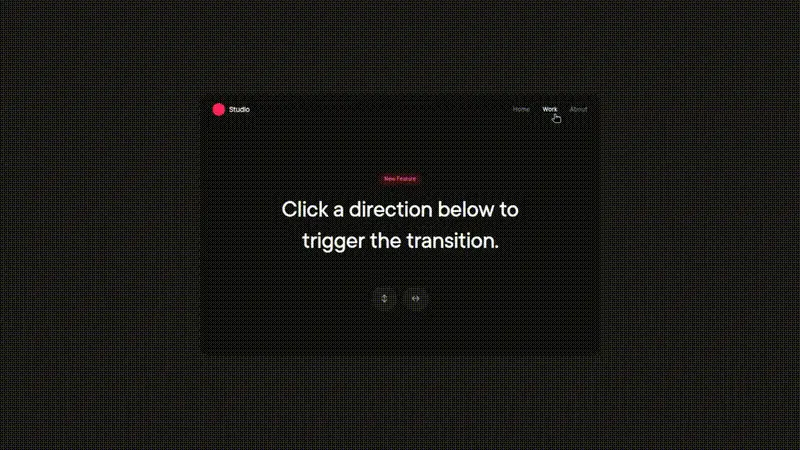 GreatUI's curtain page transition: two panels sweep across the screen to reveal the next page