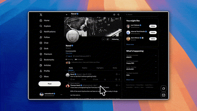 Recordly's auto-zoom and cursor polish demo: the frame smoothly follows and magnifies the cursor