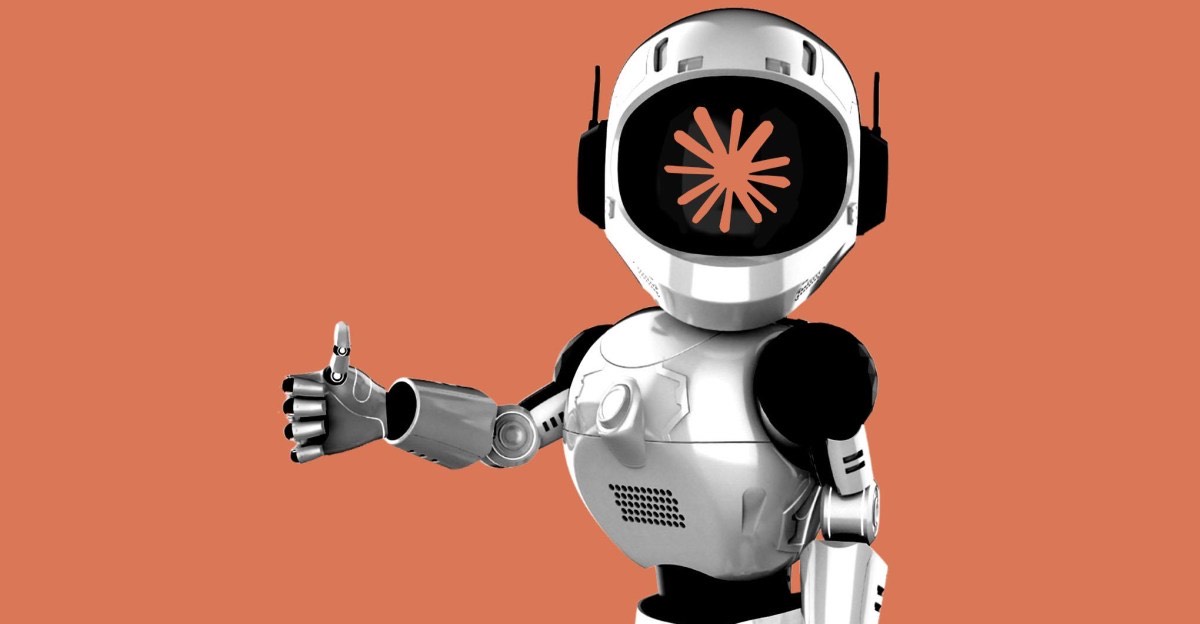 Silver robot illustration with a Claude star on its visor against an orange background
