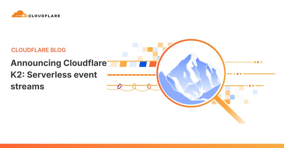 Cloudflare blog art: a magnifying glass over a mountain, with data-flow lines
