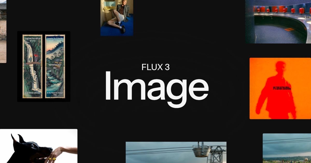 The FLUX 3 Image key art: generated samples arranged on black