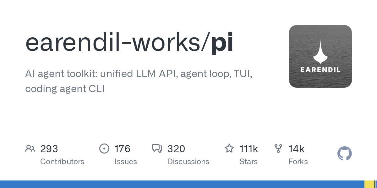 The GitHub social card for the earendil-works/pi repository