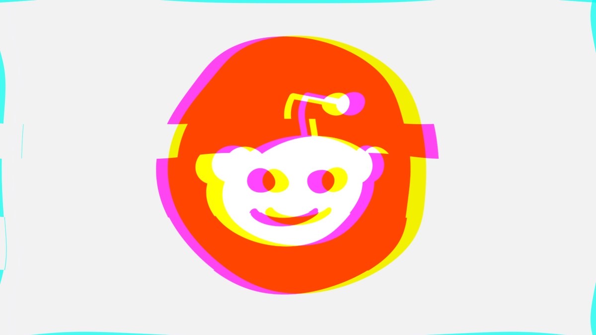 TechCrunch art: the Reddit logo with a glitch effect